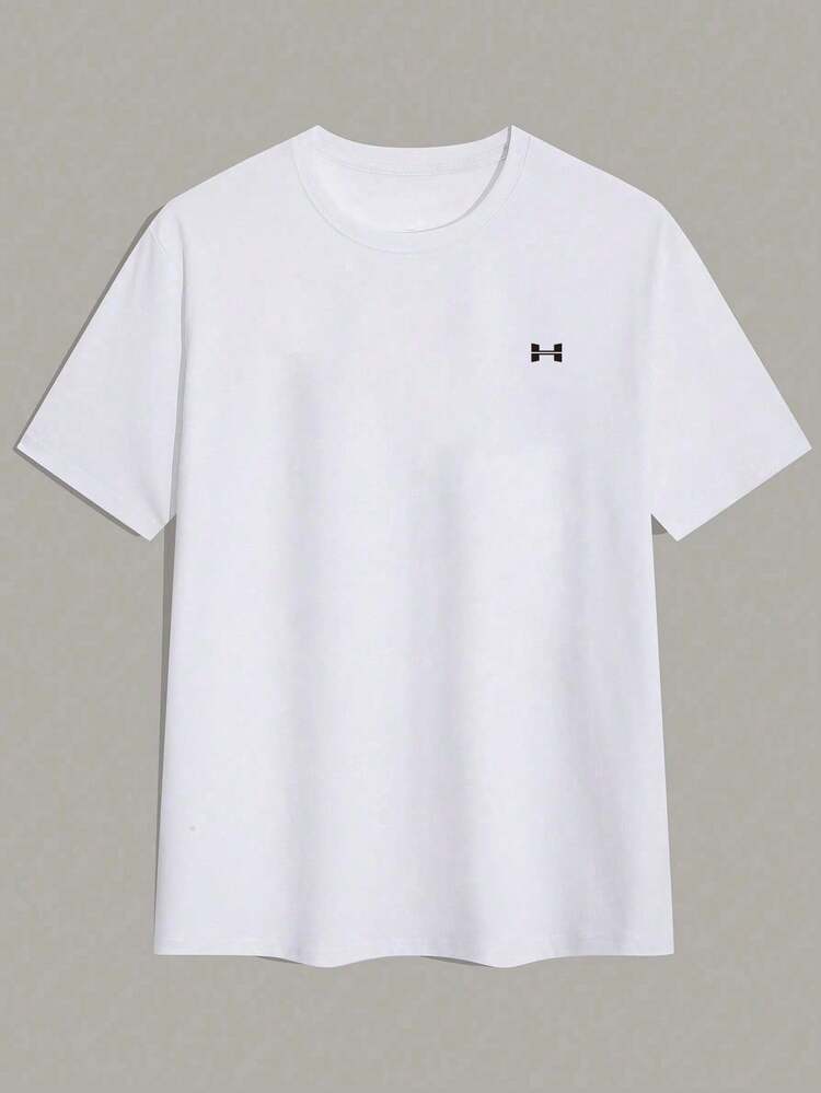 Plus Size U-Print Short Sleeve T-Shirt, Breathable Sports Casual Everyday Wear - White - View 2