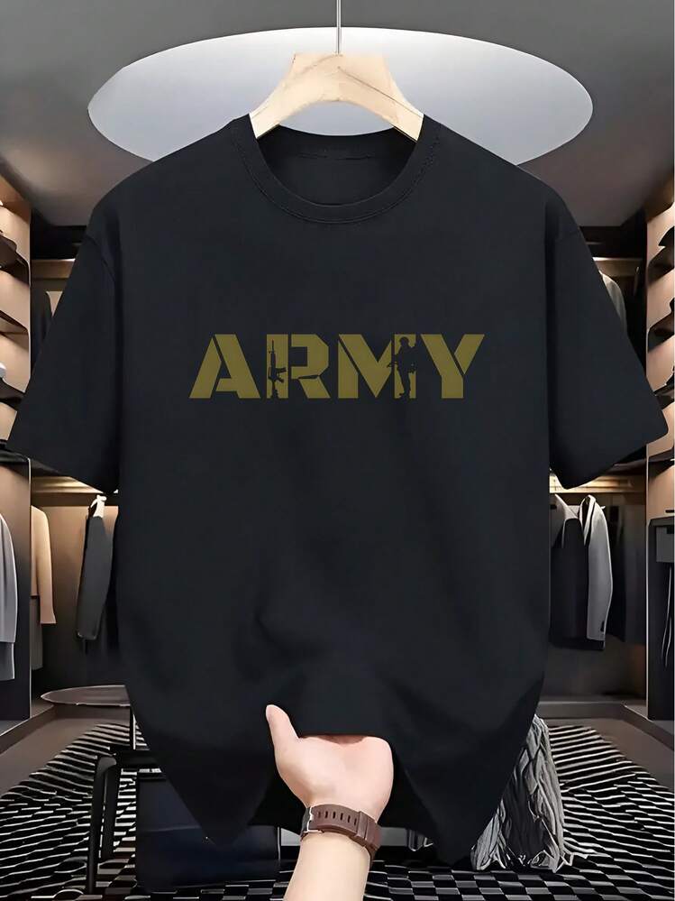 2025 Men'S Summer Fashion Casual Versatile Easy Letter Print Soft Comfortable Round Neck T-Shirt - White - View 11