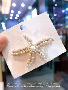 Shiny Rhinestone Starfish Hair Clip, Gold Crystal Inlaid Side Hair Clip, Suitable For Wedding Party - Multicolor - View 5