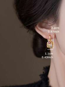 1 Pair Fashionable Luxury Exquisite Geometric Inlaid Colorful Cubic Zirconia Unique High-End Design Suitable For Ball Party Gathering Copper Alloy Women's Earrings - Multicolor - View 3