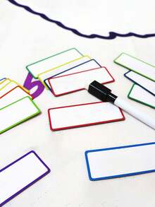 Colorful Border Magnetic Erasable Refrigerator Label Stickers, Creative Mini Magnetic Blackboard Memo Pads, Classification Label Stickers, Home Storage Food Memo Document Classification Magnetic Note Pads Set, Back To School - Multicolor - View 8
