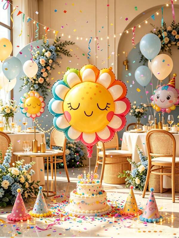 1 Rainbow Sunflower Balloon Set, Perfect For Birthday Parties, Themed Celebrations, Family Gatherings, Indoor Decorations, Room Decor, Event Backdrops, And Festive Occasions,