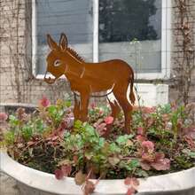Rusty Metal Garden Donkey Stake, Rustic Donkey Sculpture Ornament, Farmhouse Outdoor Decor, Gift For Gardening Enthusiasts - Donkey Stake - View 8