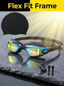 Streamlined Swim Goggles With Comfortable Nose Clip And Ear Plugs Set Stretchy Swim Cap For Vacation Cruisers Ergonomic Adult Swim Goggles To Hold Clear Vision Under Water Beach Essentials Swimming Pool Stuff Vacation Accessories For Women - Swimming Goggles - View 4