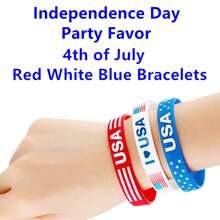 6 Silicone Wristbands Featuring The American Flag Pattern - "Vance" Wristbands - Perfect For Independence Day Gifts. - Multicolor - View 6