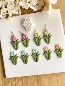 Tulip Flower Polymer Clay Cutter, Embossed Spring Floral Mold For Delicate Handmade Stud Earring Craft Supplies - White - View 5