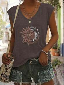 3pcs Plus Size Women's Fashion Printed V-Neck T-Shirts Spring/Summer New Style, Loose Casual Tops Base Layer T-Shirts - Suitable For Daily Wear And Home - Dark Brown + Light Brown + Black - View 3