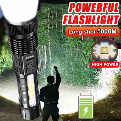 Senter LED Mini Portabel Isi Ulang USB dengan Klip Pena, Lampu Kerja Zoom Teleskopik ABS dengan Lampu Samping, Cocok untuk Penggunaan Komersial, Rumah, Memancing, dan Penerangan Darurat
