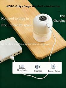 250ml Wireless Electric Onion Chopper Mini Garlic Grinder With Seasoning Spoon, Creative Multi-Function Vegetable Slicer & Masher, USB Rechargeable Kitchen Blender, Seasoning & Spice Tool, Kitchen Gadget, Home/Outdoor Cooking Assistant - 彩色 - 查看 5