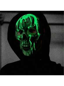 1pc Halloween Horror Glow-In-The-Dark Skeleton Mask, Moonlight Panic Head Cover For Party - Multicolor - View 7