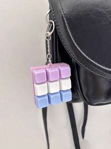 9-Key Magic Cube Pressure Relief Button Toy, Creative Keyboard Pendant Bag Decoration, Car Keychain, Bag Charm, Keychain Accessory, Keyboard Design, Adult Fidget Keychain, Pressure Sensing Keychain, Soothing Keychain, Focus & Relaxation Zipper Keychain - Multicolor - View 3