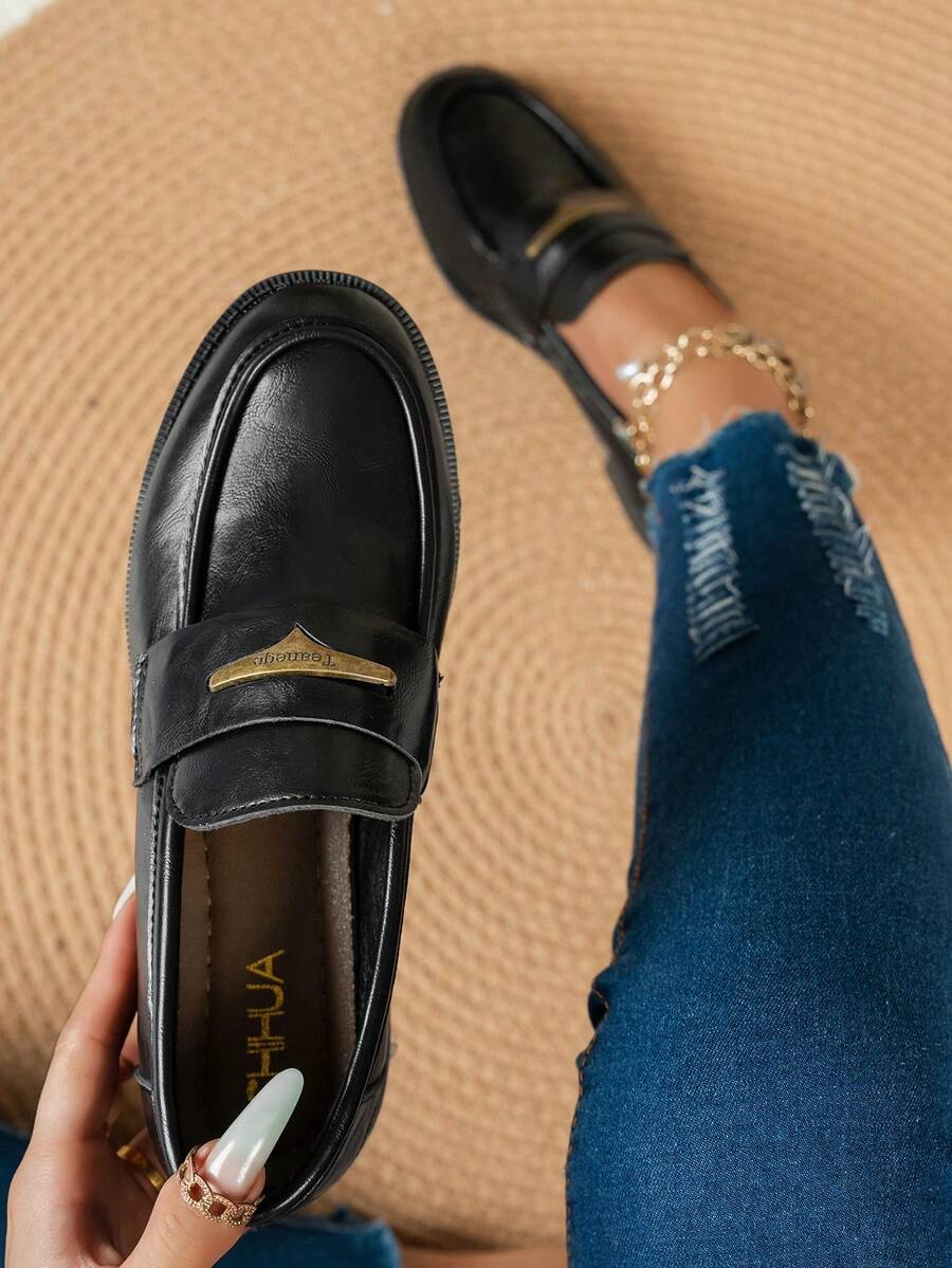SHIHUA Loafers Spring/Summer New Soft Sole Slip-On Shoes Retro British Style Round Toe Commuter Shoes - Black - View 1