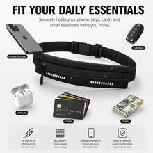 Unisex Slim Running Waist Belt, No-Bounce Phone Holder Waist Bag, Suitable For IPhone Pro Max And All Smartphones, Lightweight Sweat-Proof Running Gear, With Reflective Stripes, Suitable For Jogging, Workout, Walking. - Multicolor - View 3