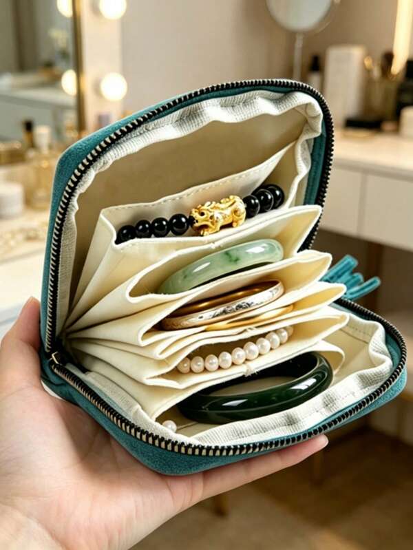 Bolsa de joyas portátil de felpa suave - Accesorio de moda esencial para almacenamiento, incluye 6 bolsas a prueba de polvo, adecuado para viajes y almacenamiento en el hogar. Diseño elegante y lujoso, perfecto para entusiastas de la moda e ideal como regalo para cumpleaños, aniversarios y ocasiones especiales. Este organizador de joyas de viaje de verano compacto y elegante puede almacenar y mostrar aretes, collares, anillos y otros accesorios; la amplia capacidad interna también es adecuada para almacenar pulseras y suministros de arte de uñas. Accesorio esencial para regalos de vacaciones