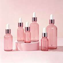 5pcs Pink Transparent Dropper Essential Oil Bottle Set, Summer Skincare Aromatherapy Liquid Dispensing Storage Tool, Pink And White Color Block Press Dropper For Precise Liquid Extraction And Single-Use Portion Control, Transparent Pale Pink Bottle Body For Easy Visual Monitoring Of Remaining Liquid Volume - Pink - View 9