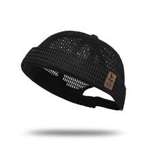 1pc Summer New Stitched FEWK Leather Label Hollow Large Grid Mesh Bucket Hat Unisex Hip-Hop Breathable - Multicolor - View 1