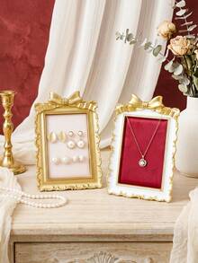 1PC European Style Gilded Embossed Frame Ring Holder (Jewelry Not Included), Resin Display Stand For Home Vanity, Jewelry Display & Storage, Wedding Display Rack, Luxury Storage Decor, Makeup Table Jewelry Display & Storage, Earring Holder, Suitable For Jewelry, Necklace, Bracelet, Earring Storage & Display - Gold - View 15