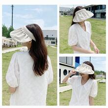 1PC Women's Foldable Wide Brim Sun Hat, UV Protection Beach Hat For Summer - Shell Cap [Black Vinyl] - View 4