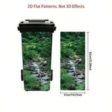 1pc Forest Stream Trash Can Sticker, Decorative Self-Adhesive PVC Sticker, Outdoor Waterproof, Suitable For Trash Bins, Walls, Kitchen Decoration - A - View 4