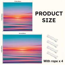 1pc Sunset Gradient Pattern Sun Shade Canopy, Modern Style, Colorful, Large Size, UV Protection, Sturdy And Durable, Easy Installation, Suitable For Beach, Garden, Patio, Includes Rope - Multicolor - View 7