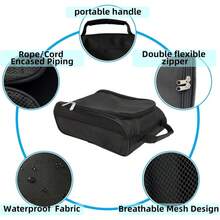 Portable Oxford Cloth Golf Shoe Carrier Bag, Lightweight Handbag Dustproof For Golf Football Tennis Shoes - Black - View 5