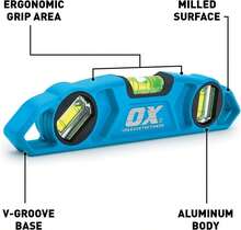 OX Pro Magnetic Torpedo Level - 9 Inch Die Cast Aluminum 3-Vial - ColorA - View 2