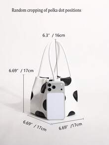 1 Stück hochwertige glänzende Öl-Leder-Textur Schwarz & Weiß Kontrast große Polka-Dot Handtasche, vielseitige Damen Polka-Dot Handtasche, modische minimalistische elegante multifunktionale klassische Polka-Dot PU-Material Multi-Form Tasche, geeignet für Pendeln, Büro, Dating, tägliches Einkaufen, Nachmittagstee und andere Anlässe - Weiss - Übersicht 3