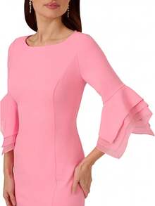 Adrianna Papell Vestido de Punto crepé con Mangas escalonadas Vestido para Mujer - Flor de Cerezo - Ver 5