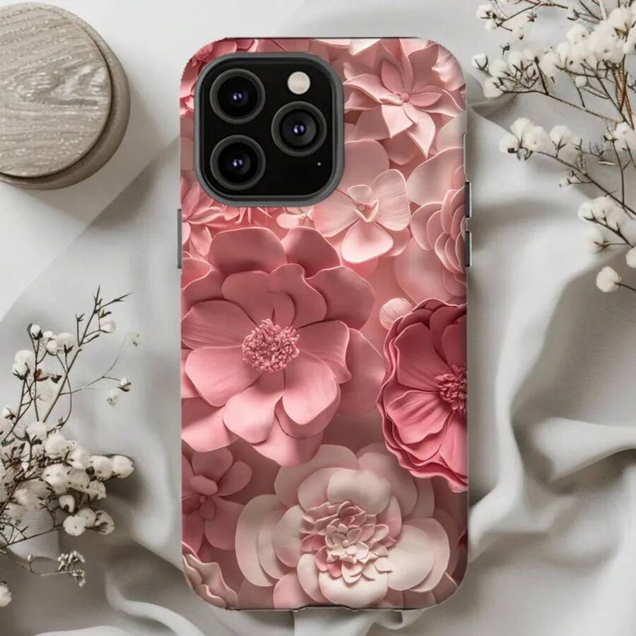Funda de teléfono con diseño floral rosa: Diseño de flores 3D simuladas para iPhone, HONOR, , OPPO - Multicolor - Ver 1