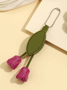 DIY Handmade Creative Leather Tulip Flower Keychain 1pc, Fresh PU Flower Key Hanger, Creative Holiday Gift For Partner And Friends, Souvenir, Creative Gift For Girlfriend, Holiday Gift For Mom, Phone Car Accessory Key Ring, Creative Holiday Gift For Others, Event Gift - Multicolor - View 4