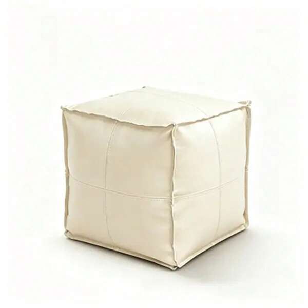 15.-Inch Square Storage Ottoman Cover Faux Leather Bean Bag Ottoman Scratch-Resistant Easy-To-Clean Stain-Resistant Fabric Living Rooms Bedrooms Apartments Sofas Indoor Outdoor Use