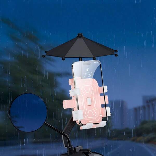 耐用 PVC 摩托車手機支架含支撐架與小頭盔套，防雨防水、安裝簡單、360° 旋轉、抓握牢固，適用於電動單車、摩托車、登山車，外送員手機支架，免持設計、多色可選、通用所有機型，摩托車與單車配件及騎行裝備