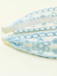 1pc Light Blue Lace Trim Headband, Fresh Pastoral Style Hair Accessory, Versatile For Daily Wear And Photos Hairband - Baby Blue - View 2