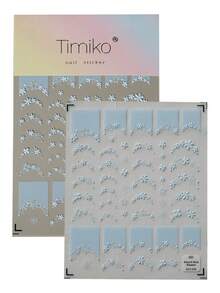 1pc Gentle Hazy French Blue 6D Semi-Transparent Embossed Nail Stickers, 3D Lace Texture Mini Floral, Paired With Multiple Curved French Lace Edges, Staggered Long And Short Flower Vines, Low Saturation Matte Light Blue Soft And Elegant, Delicate 3D Embossed Not Bulky, Semi-Transparent Base Film Suitable For Milky White, Nude Gray, Ice Transparent Nude Nail Polish Base Colors. Specifically For French Manicure Edging, Also Can Be Used For Single Flower Decoration And Patching - Multicolor - View 11