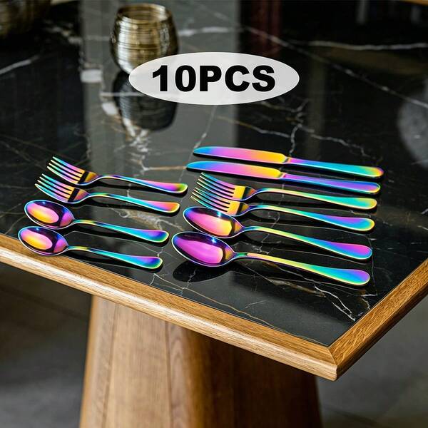 10-Piece/48-Piece Western-Style Steak Knife, Fork, And Spoon Set, Stainless Steel Cutlery Set, Suitable For Parties, Weddings, And Hotels.