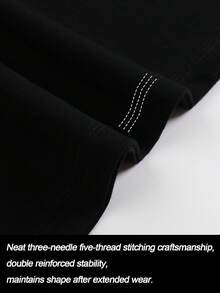 TM62Men's Cotton100%Cotton Line-Printed Short-Sleeve Top T ...,Comfortable And Breathable For Rest,High-Quality, Heavy-Duty Three-Needle Construction - Black - View 4