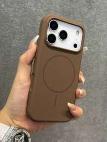 1pc Luxury Magnetic Soft Silicone Wristband Phone Case Compatible With IPhone 17Pro Max 17 16 15 14 13 Pro Max Plus Support Magnetic Wireless Charging Shockproof Protective Cover - Dark Brown - View 2