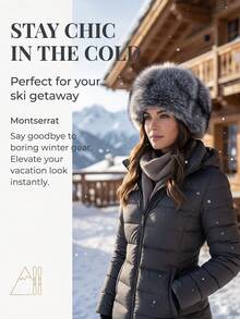 2/1 pieza Sombrero de cubo estilo mongol de piel de zorro plateado sintético para mujer, sombrero con capucha suave que cubre el cabello. Diseño engrosado, adecuado para esquí, deportes de nieve, viajes al aire libre, desplazamientos y uso diario en la ciudad, también para Navidad, Año Nuevo, vacaciones de invierno, regalo de festival. - Ver 2