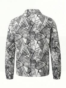 Men's Spring/Autumn Fashion Casual Jacket, Raglan Sleeve Minimalist Versatile Lapel Outerwear - Grey - View 4