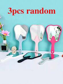 1pc 8.5*16cm New Handheld Makeup Mirror Cute Tooth-Shaped Beauty Mirror, High-Definition Small Mirror For Dental Clinic And Outpatient Use, Convenient Handle Flat Mirror - Multicolor - View 12