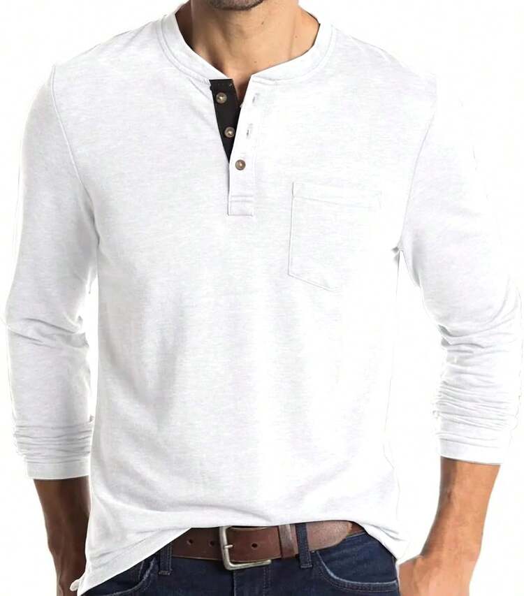 YOUTHGO Camiseta Henley Casual para Hombre Playera de Solapa Frontal de Manga Corta con Botones - Negro - Añade 9