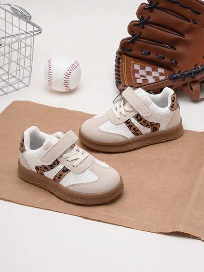 1 Pair Unisex Kids 2026 Spring/Autumn New Design Sports Shoes, White Flat Bottom Sneakers, Suitable For All Seasons