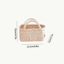 Rose Small Storage Basket With Gentle Floral Quilted Design, 2-Color Lining Options, For Bedroom, Dorm, Cosmetics, Skincare, Small Items, Clutter, Desktop Organization Storage - Multicolor - View 2