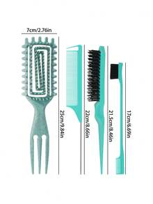 4 Peças Conjunto de Pentes para Penteado, Escova para Cabelo Cacheado (Modelagem Ventilada), Escova de Desfiar, Pente de Cauda de Rato, Escova de Borda (Estilo Palha de Trigo) para Escovação de Borda e Costas, Penteado, Ideal para Todos os Tipos de Cabelo - Multicolorido - Visão 11