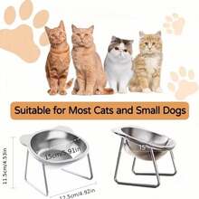 304 Stainless Steel Elevated Cat Food & Water Bowl System, Modern Wet/Dry Food Bowl, Anti-Tip Bowl System Features: - Wide Base Design - Adjustable Height - Easy To Clean - Anti-Spill Edge - Neck Protection - Durable Rust-Proof Structure - Suitable For Indoor & Outdoor Use - 420 Ml - View 9