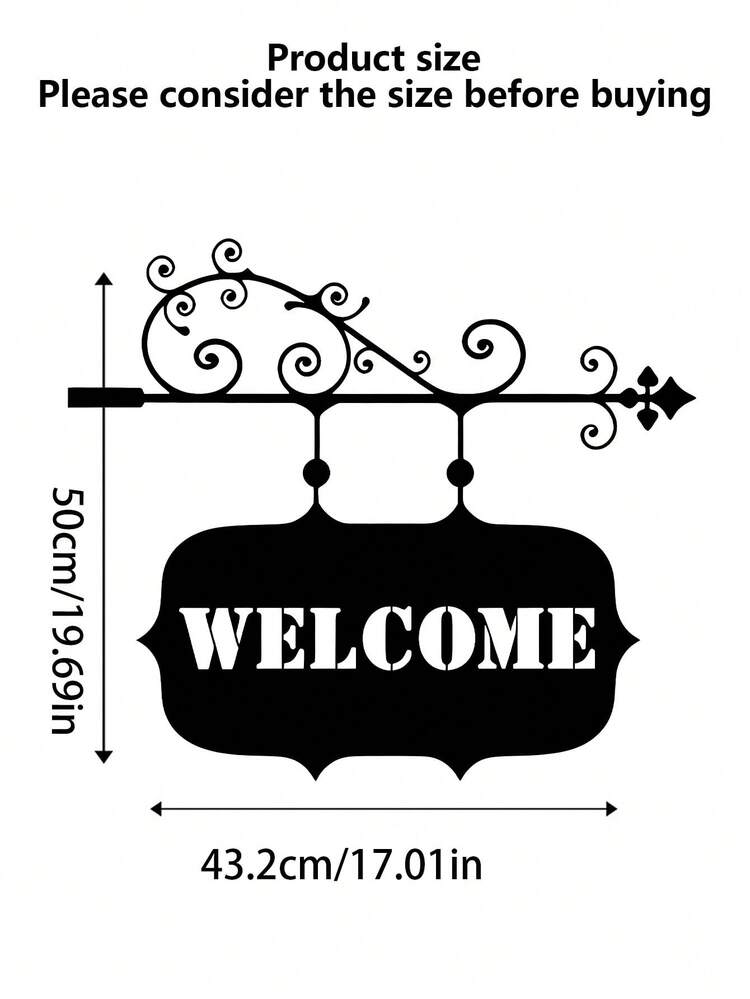 藝術字體金屬 WELCOME 歡迎標誌壁掛，室內/室外通用鐵藝裝飾掛牌，適用居家客廳廚房辦公室庭院花園戶外牆面裝飾 - 多色 - 查看 10
