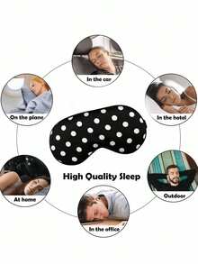 1pc Polka Dot Sleep Eye Mask, Adjustable Strap Eye Mask, Polka Dot Pattern, Sleep Light-Blocking Eye Protection, Breathable And Light-Blocking, Relieve Eye Fatigue, Suitable For Girls' Naps, Applicable For Midday Rest, Office Workers, Students And Indoor/Outdoor Use, Dorm, Travel Essential, Bridal Party Favor - Multiple Styles - View 8