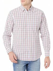 Essentials para hombre ajuste Regular manga larga camisa de cuadros - Blanco - Ver 13