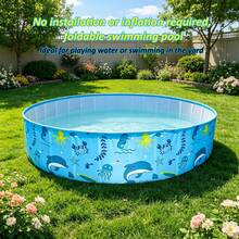 78.74 Inch Large Round Outdoor Swimming Pool, No Assembly No Inflation Portable Water Play Pool - B - View 2