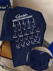 Camiseta casual para hombre con estampado de anzuelos Gamakatsu, estampado de doble cara a, ligera y elástica, corte regular, adecuada para ropa casual de verano,  de moda - Negro - Ver 6